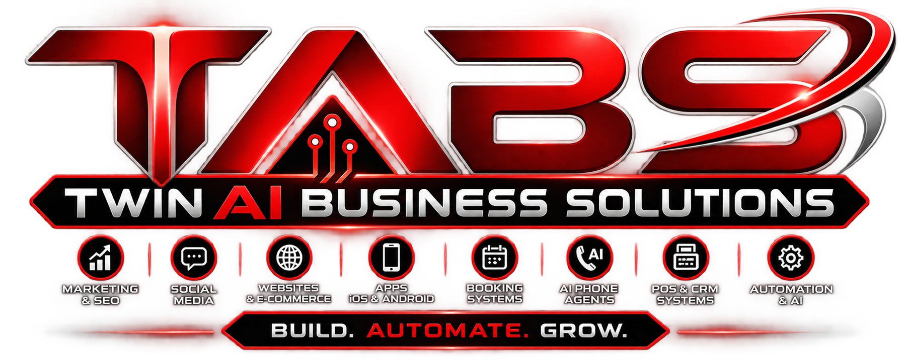 TABS — Twin AI Business Solutions: marketing and SEO, social media, websites and e-commerce, iOS and Android apps, booking systems, AI phone agents, POS and CRM systems, automation and AI